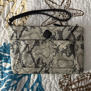 Simply Vera Vera Wang Black and Cream Snakeskin Wristlet